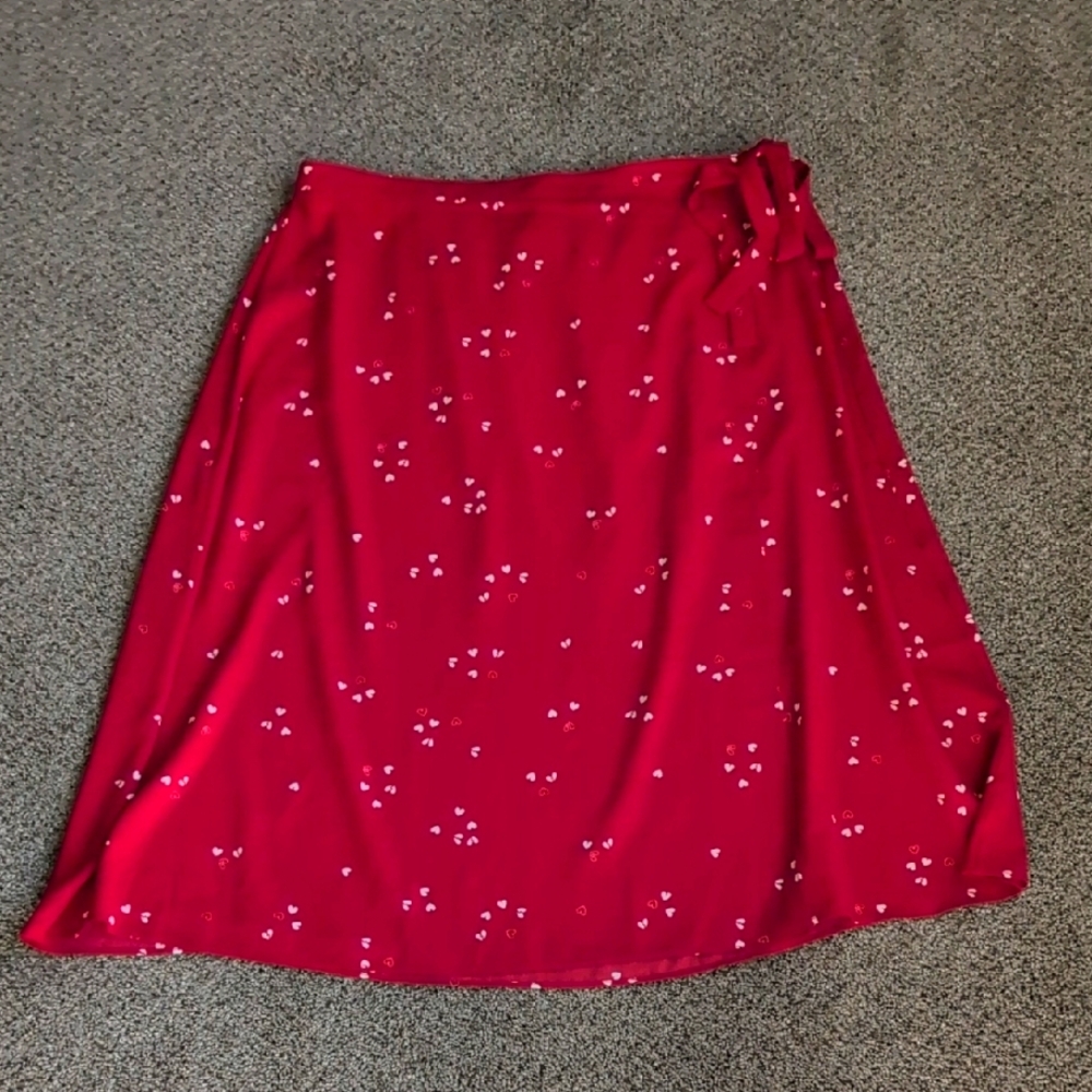 Abound Red Wrap Heart Midi Skirt Casual